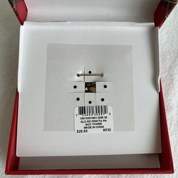 Charter Club Gold tone and red enameled colors with rhinestones Christmas brooch - Picture 3 of 7